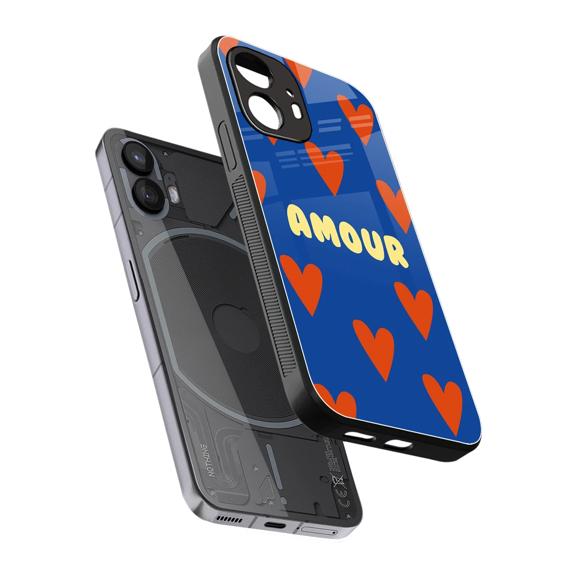 Amour Blue sleek nothing phone 2 cover with tempered glass back and TPU edges