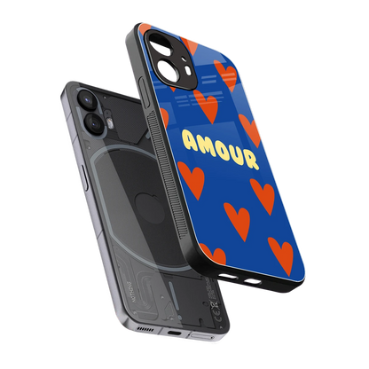 Amour Blue sleek nothing phone 2 cover with tempered glass back and TPU edges