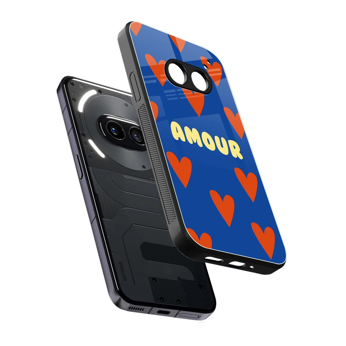 Amour Blue sleek nothing phone 2a cover with tempered glass back and TPU edges