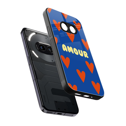 Amour Blue sleek nothing phone 2a cover with tempered glass back and TPU edges