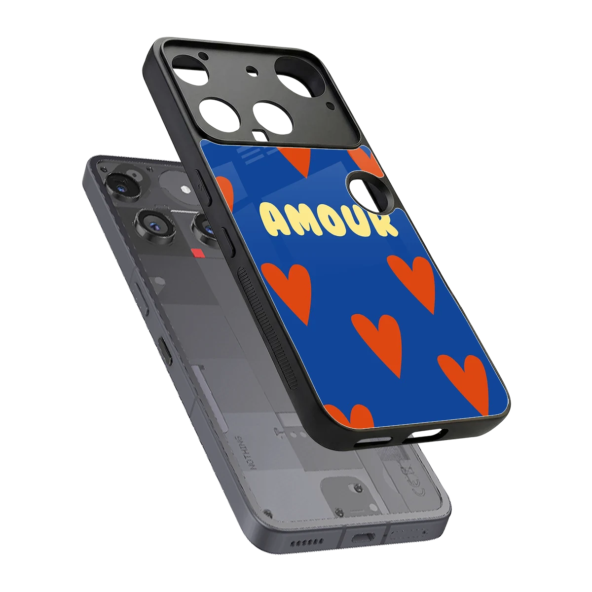 Amour Blue sleek nothing phone 3 cover with tempered glass back and TPU edges