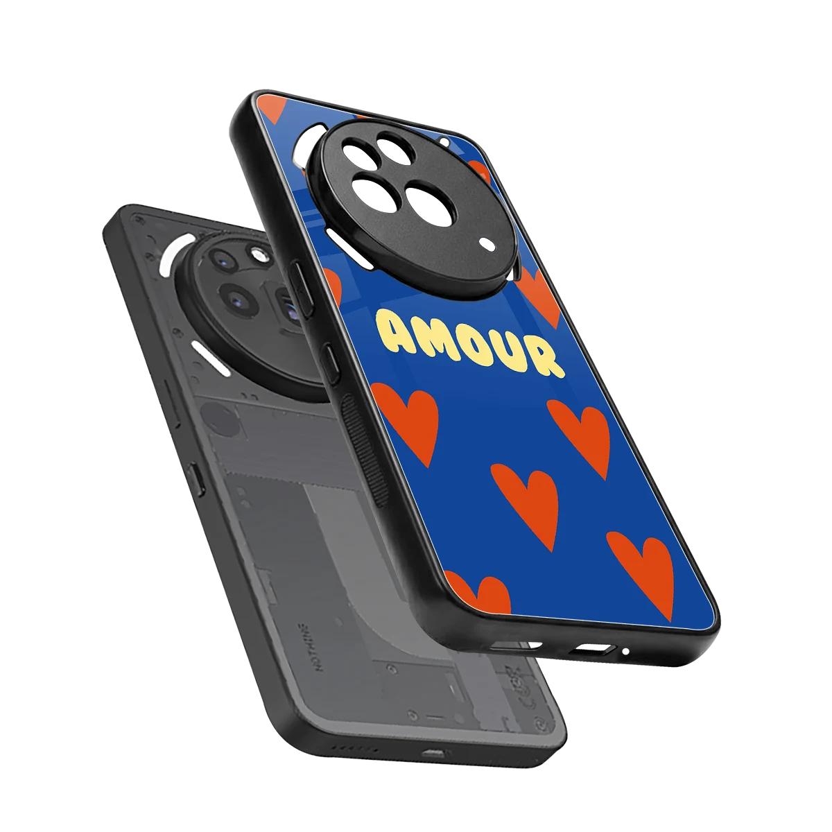Amour Blue sleek nothing phone 3a pro cover with tempered glass back and TPU edges