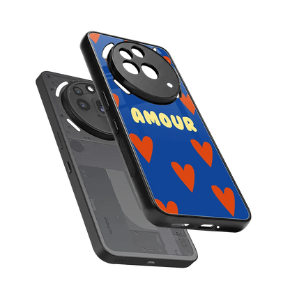 Amour Blue sleek nothing phone 3a pro cover with tempered glass back and TPU edges