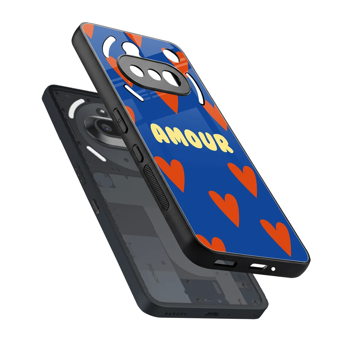 Amour Blue sleek nothing phone 3a cover with tempered glass back and TPU edges