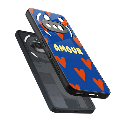 Amour Blue sleek nothing phone 3a cover with tempered glass back and TPU edges