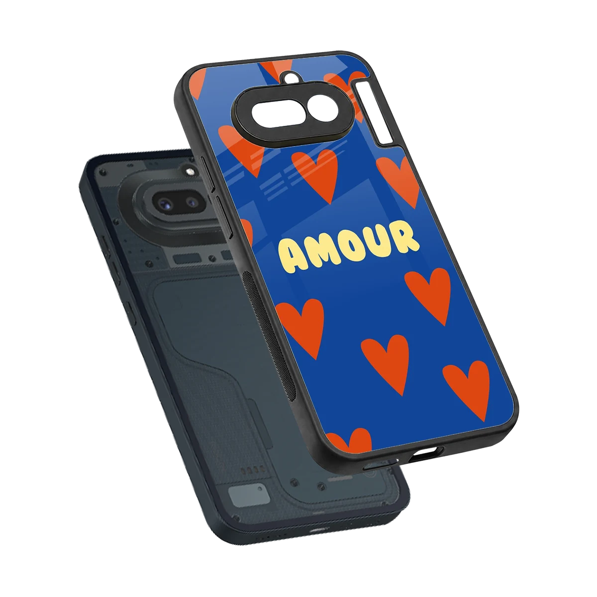 Amour Blue sleek nothing phone 4a cover with tempered glass back and TPU edges