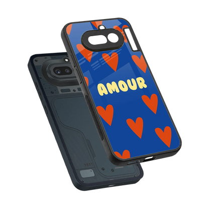 Amour Blue sleek nothing phone 4a cover with tempered glass back and TPU edges