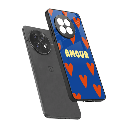 Amour Blue sleek oneplus 13r cover with tempered glass back and TPU edges