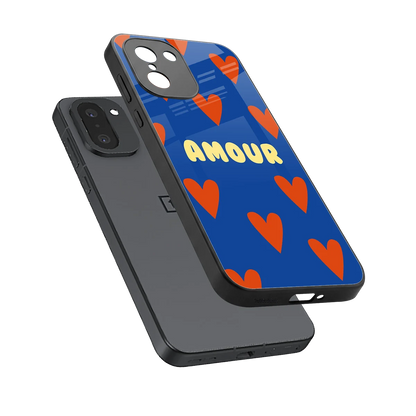 Amour Blue sleek oneplus 15r cover with tempered glass back and TPU edges