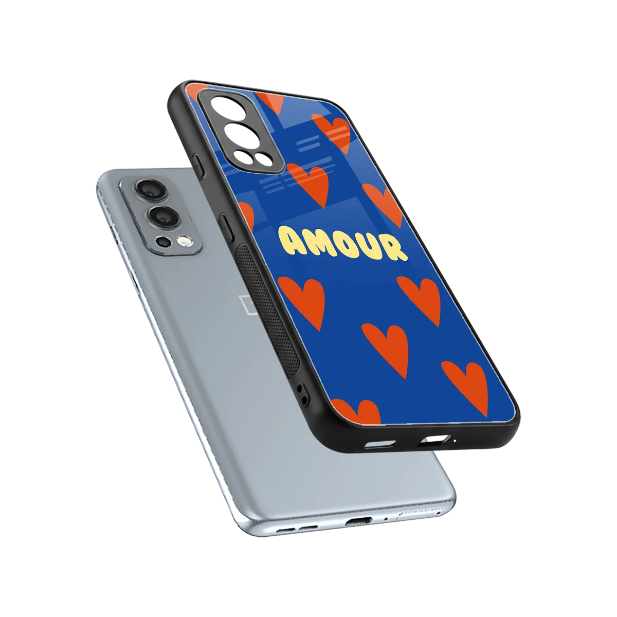 Amour Blue sleek oneplus nord 2 cover with tempered glass back and TPU edges
