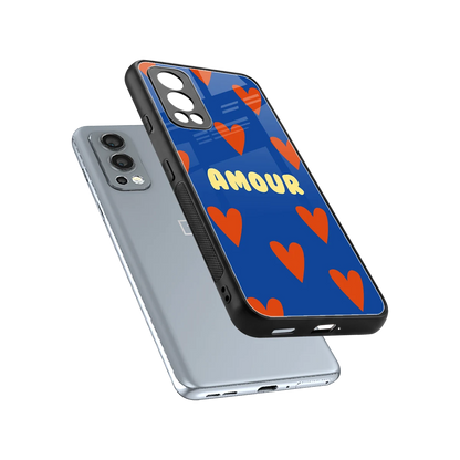 Amour Blue sleek oneplus nord 2 cover with tempered glass back and TPU edges