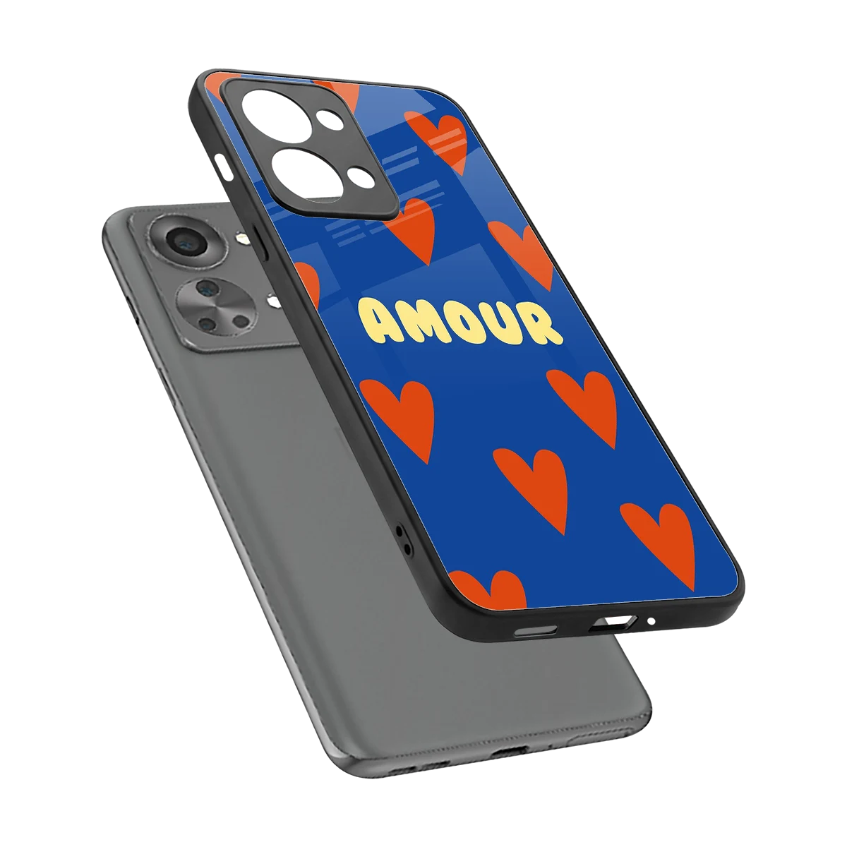 Amour Blue sleek oneplus nord 2t cover with tempered glass back and TPU edges