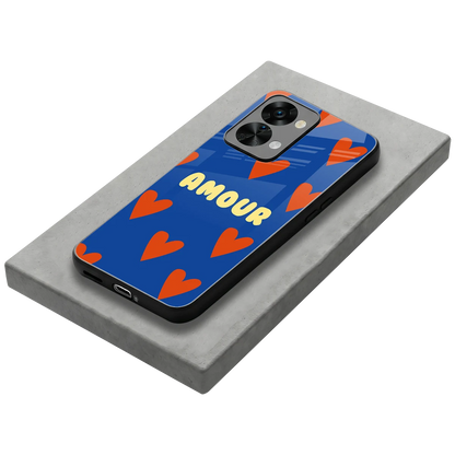 Amour Blue stylish phone case for oneplus nord 2t | glossy glass and slim fit