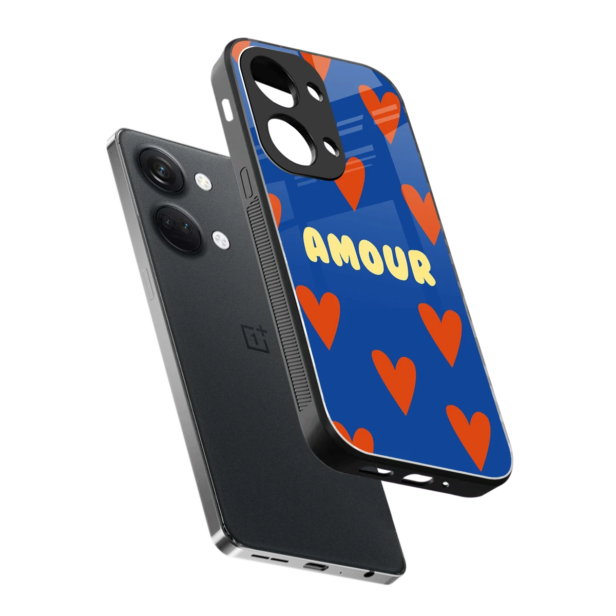 Amour Blue sleek oneplus nord 3 cover with tempered glass back and TPU edges