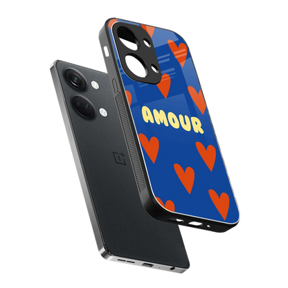 Amour Blue sleek oneplus nord 3 cover with tempered glass back and TPU edges