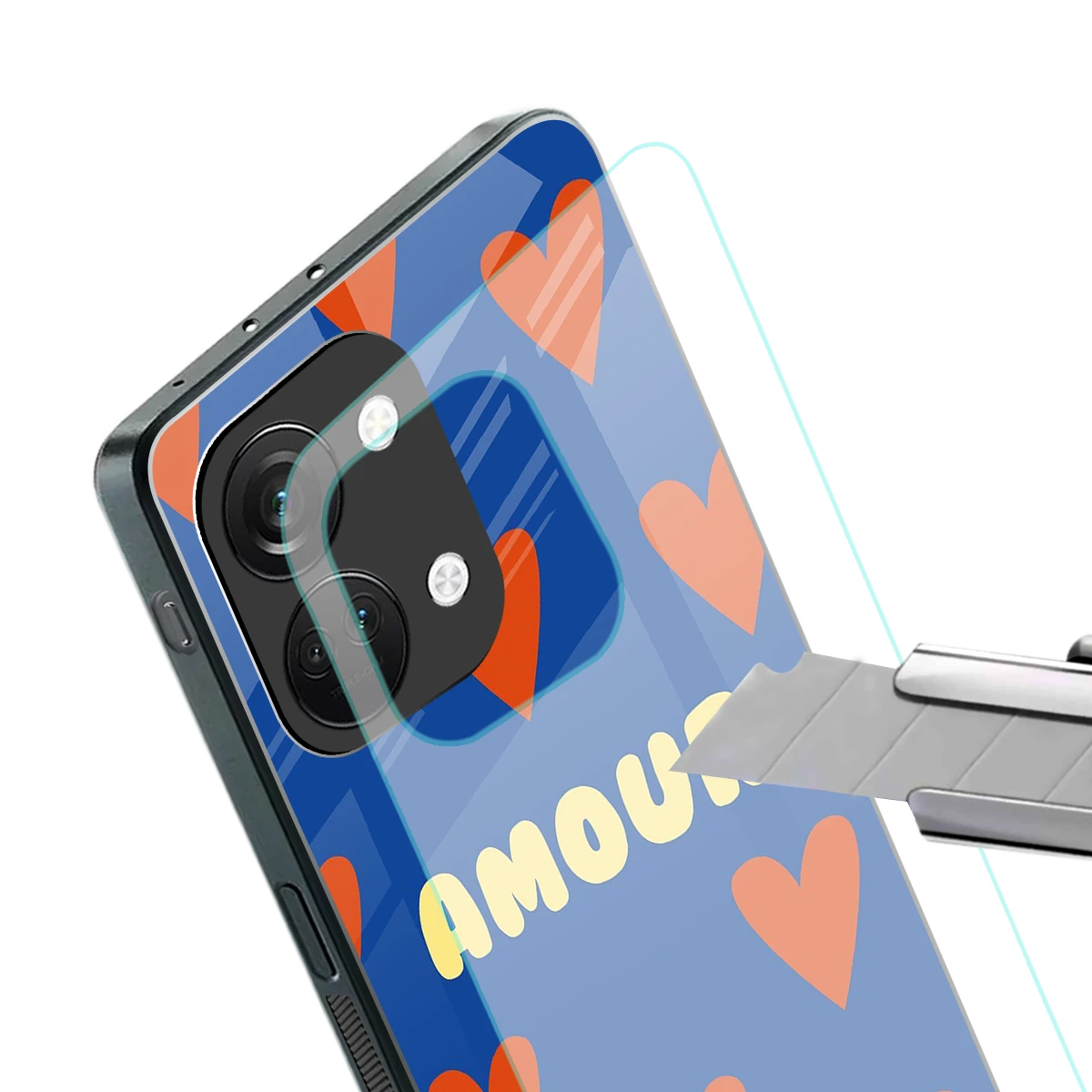 Amour Blue stylish phone case for oneplus nord 3 | glossy glass and slim fit