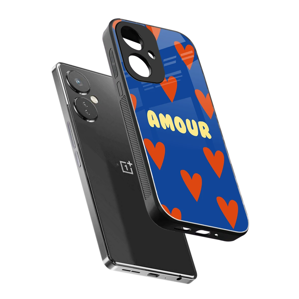 Amour Blue sleek oneplus nord ce 3 cover with tempered glass back and TPU edges