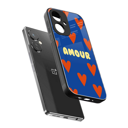 Amour Blue sleek oneplus nord ce 3 cover with tempered glass back and TPU edges