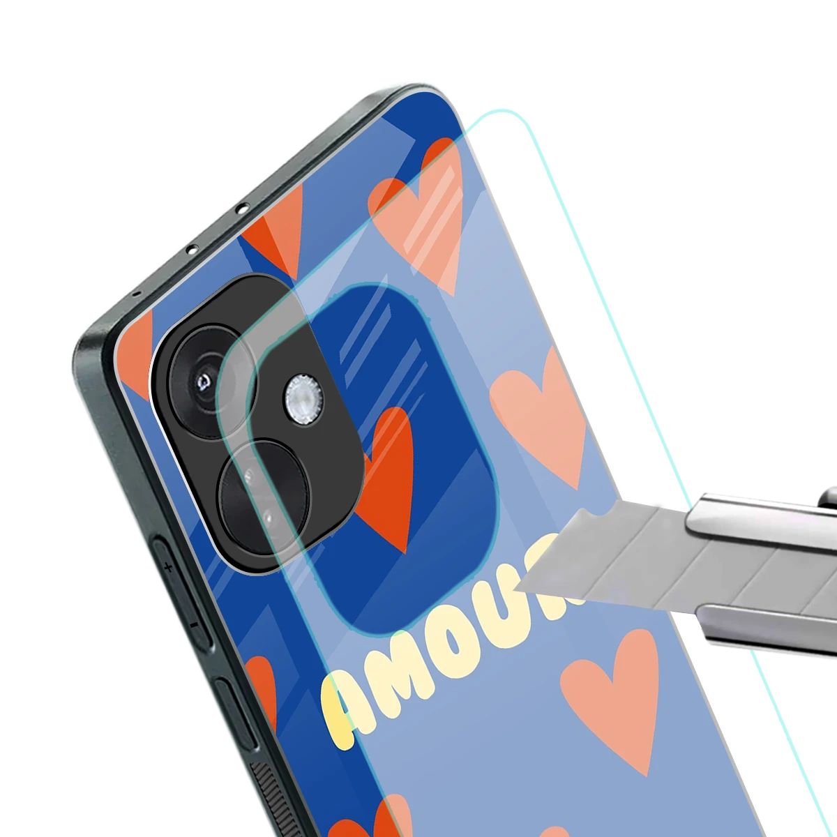 Amour Blue stylish phone case for oneplus nord ce 3 | glossy glass and slim fit