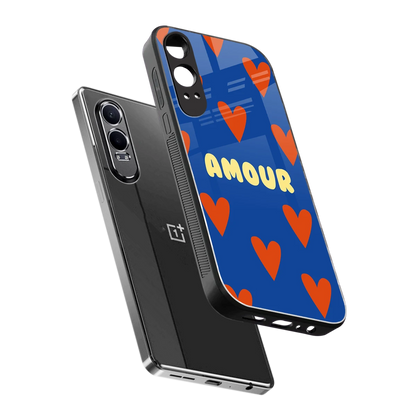 Amour Blue sleek oneplus nord ce 4 lite cover with tempered glass back and TPU edges