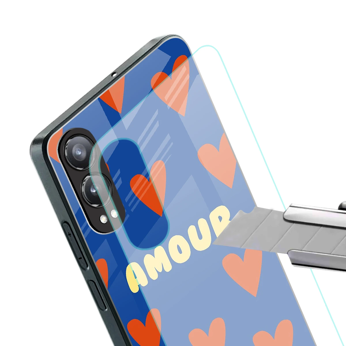 Amour Blue stylish phone case for oneplus nord ce 4 lite | glossy glass and slim fit