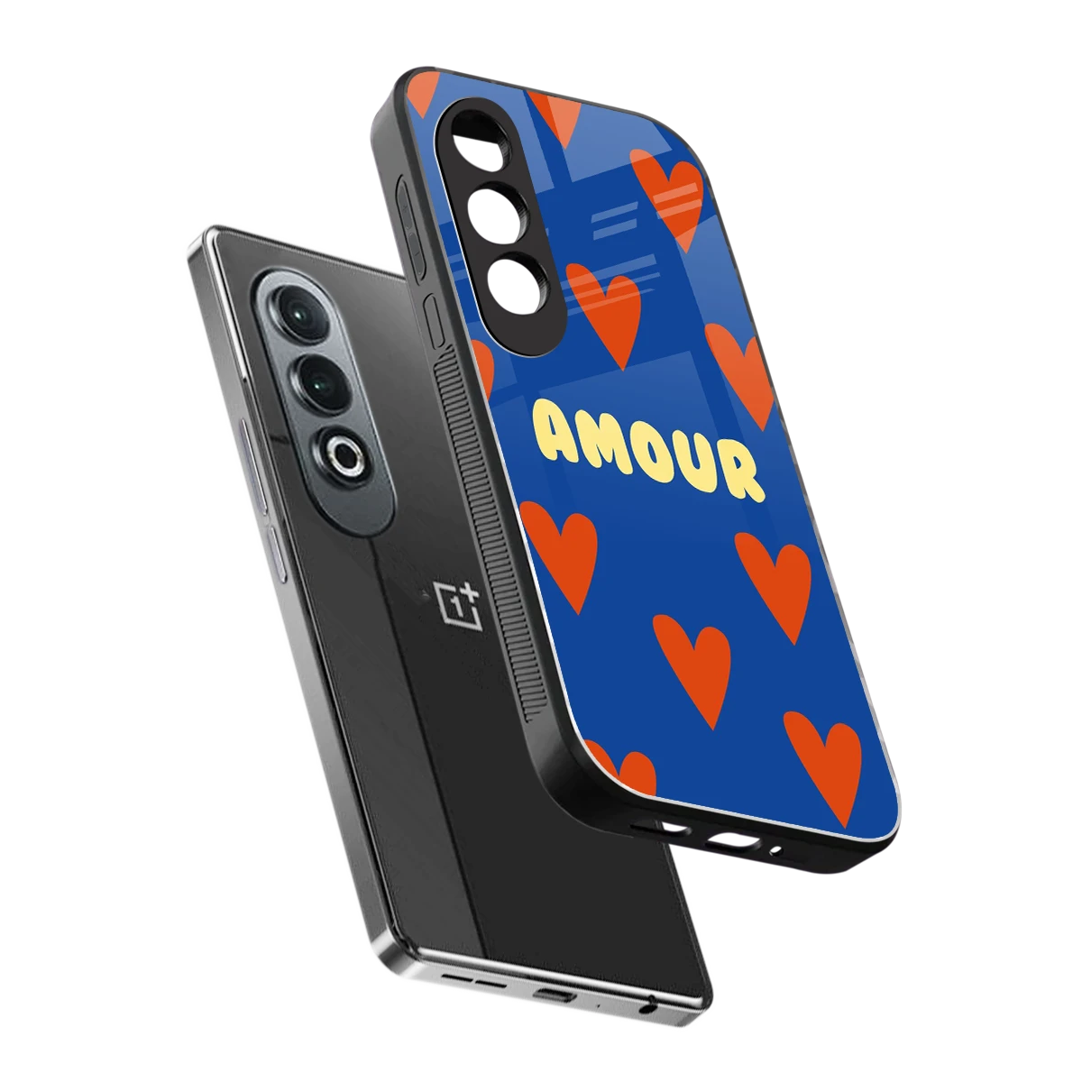 Amour Blue sleek oneplus nord ce 4 cover with tempered glass back and TPU edges