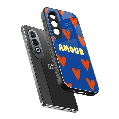 Amour Blue sleek oneplus nord ce 4 cover with tempered glass back and TPU edges