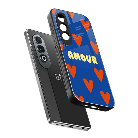 Amour Blue sleek oneplus nord ce 4 cover with tempered glass back and TPU edges