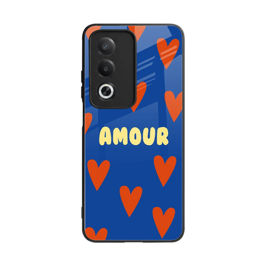 Amour Blue back phone cover | glass case for oppo a3 pro