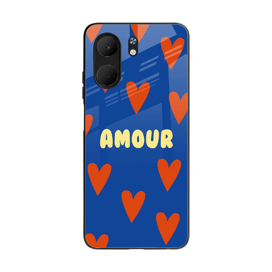 Amour Blue back phone cover | glass case for oppo a5x 5g