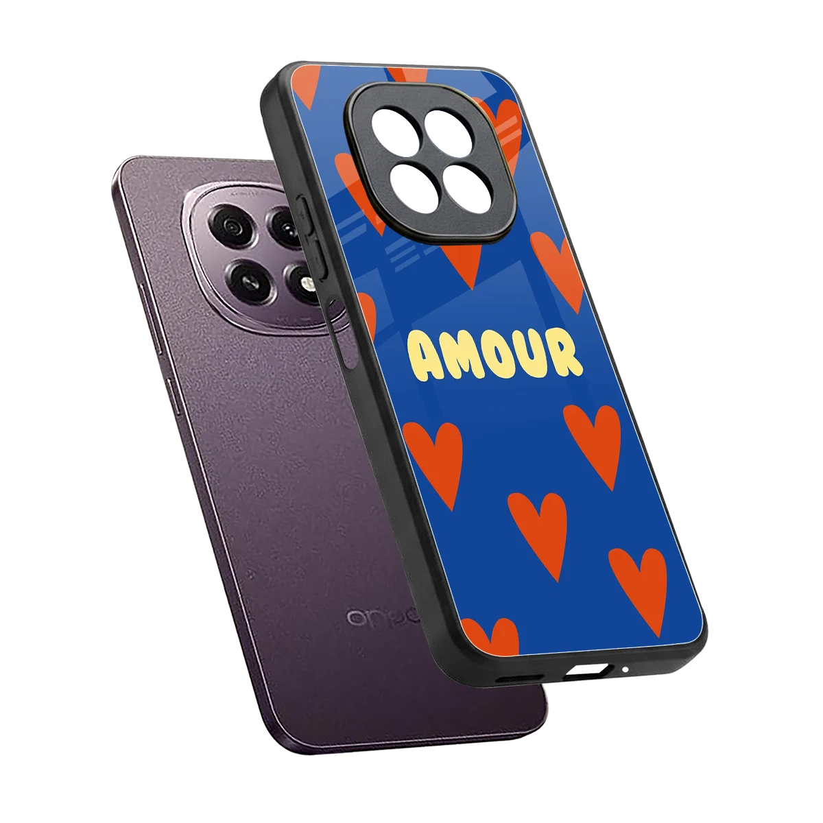 Amour Blue sleek oppo f29 5g cover with tempered glass back and TPU edges
