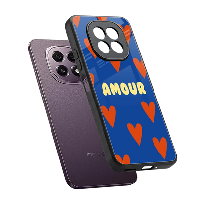 Amour Blue sleek oppo f29 5g cover with tempered glass back and TPU edges