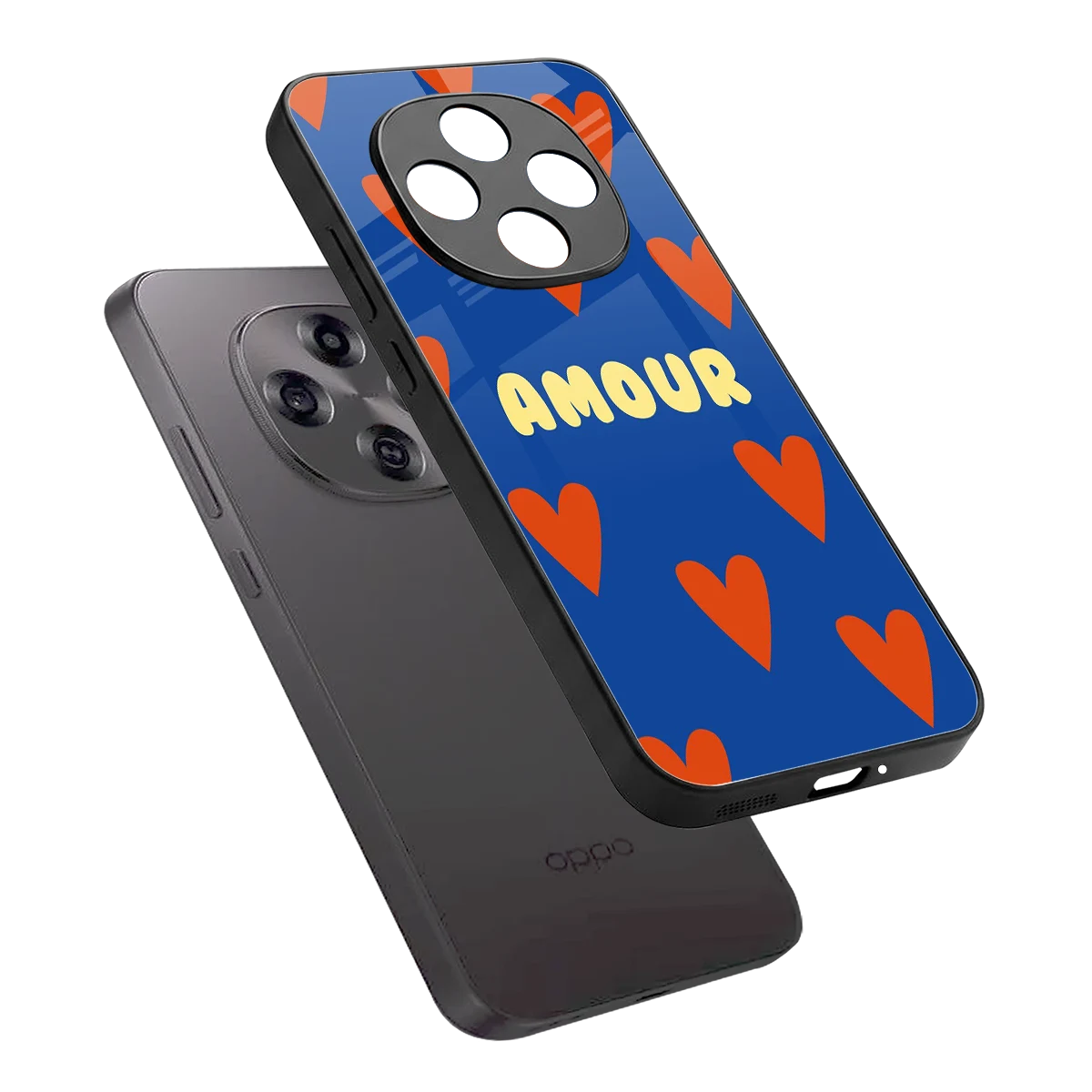 Amour Blue sleek oppo f31 pro 5g cover with tempered glass back and TPU edges