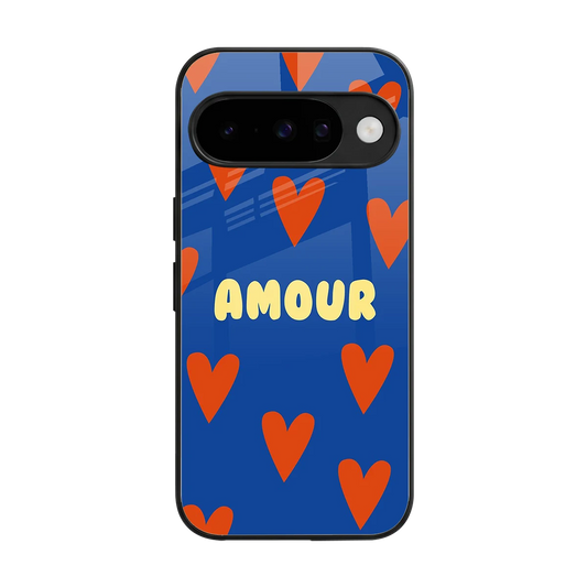 Amour Blue back phone cover | glass case for google pixel 10
