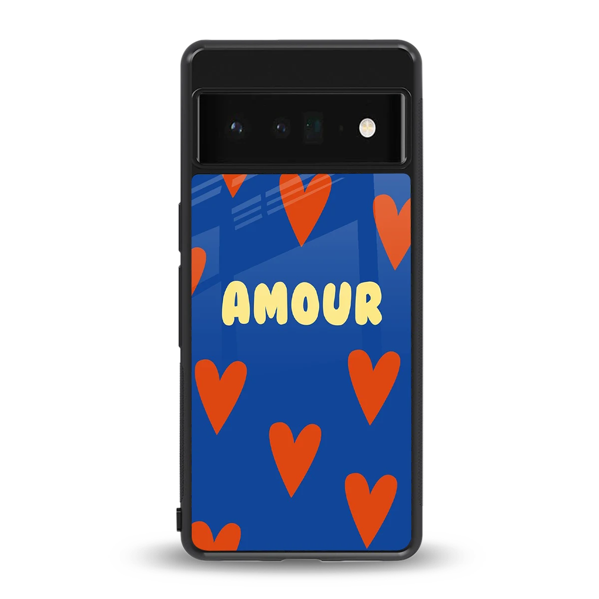 Amour Blue back phone cover | glass case for google pixel 6 pro