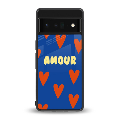 Amour Blue back phone cover | glass case for google pixel 6 pro