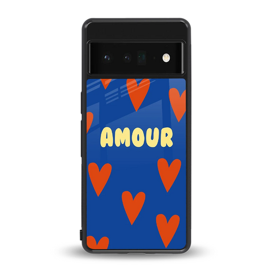 Amour Blue back phone cover | glass case for google pixel 6 pro
