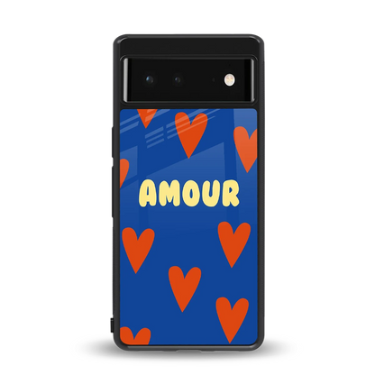 Amour Blue back phone cover | glass case for google pixel 6