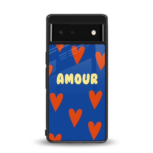 Amour Blue back phone cover | glass case for google pixel 6a