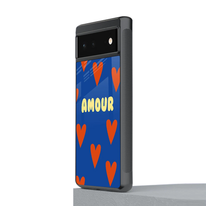 Amour Blue stylish phone case for google pixel 6a | glossy glass and slim fit