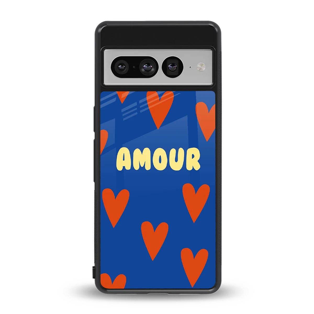 Amour Blue back phone cover | glass case for google pixel 7 pro