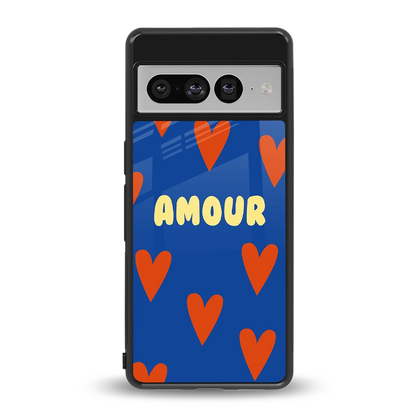 Amour Blue back phone cover | glass case for google pixel 7 pro