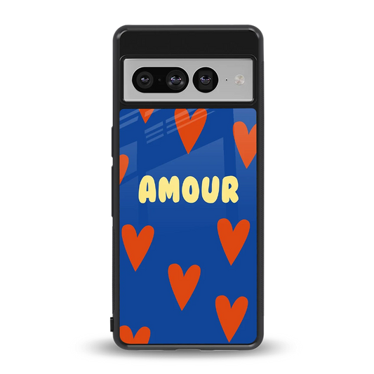 Amour Blue back phone cover | glass case for google pixel 7 pro