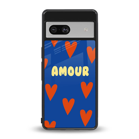 Amour Blue back phone cover | glass case for google pixel 7a