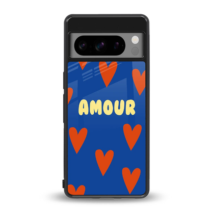 Amour Blue back phone cover | glass case for google pixel 8 pro