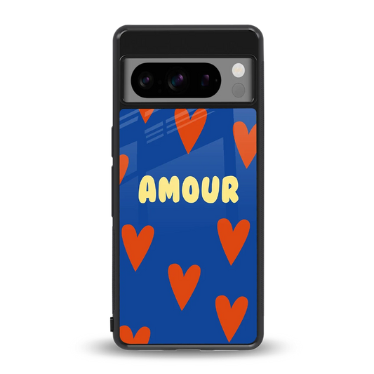 Amour Blue back phone cover | glass case for google pixel 8 pro