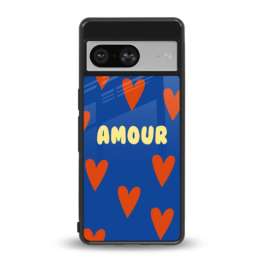 Amour Blue back phone cover | glass case for google pixel 8