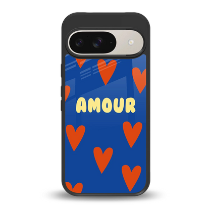 Amour Blue back phone cover | glass case for google pixel 9