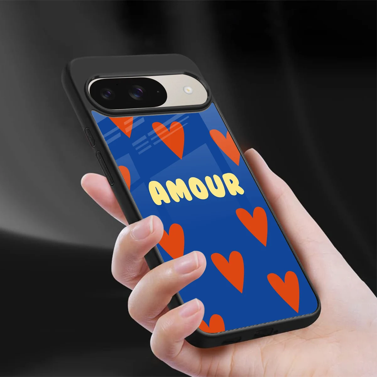 Amour Blue sleek google pixel 9 cover with tempered glass back and TPU edges