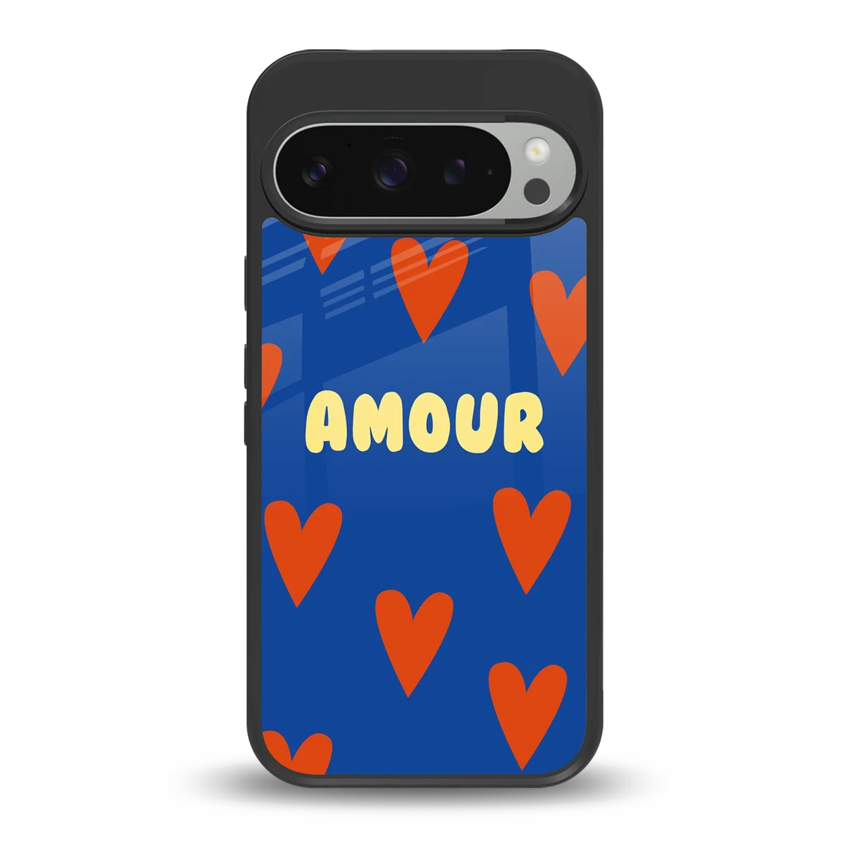 Amour Blue back phone cover | glass case for google pixel 9 pro xl